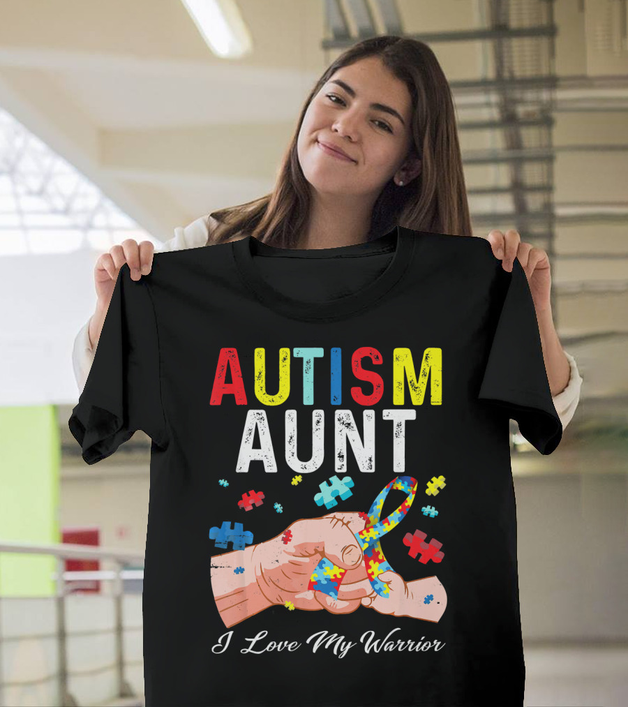 AUTISM AUNT I Love My Warrior Puzzle T-Shirt