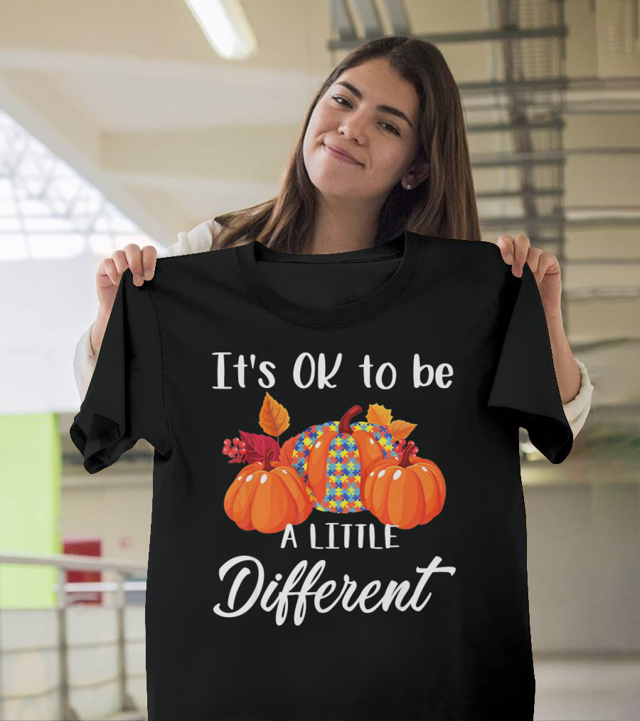 It's OK to Be a Little Different Pumpkin Floral T-Shirt