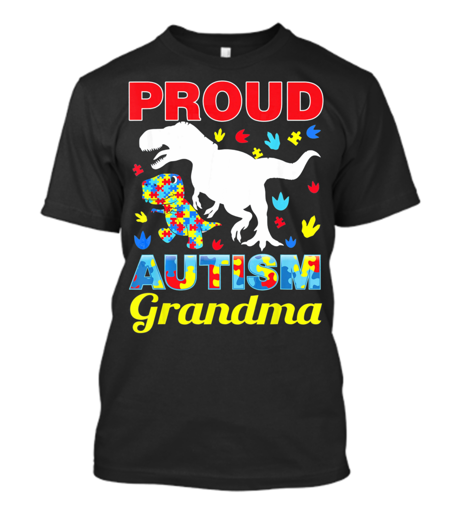 Proud Autism Grandma Dinosaur Puzzle T-Shirt