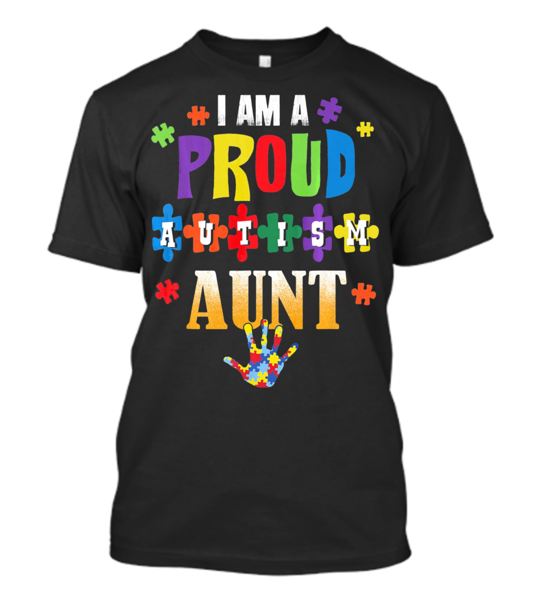 I Am A Proud Autism Aunt Puzzle Pieces Awareness T-Shirt