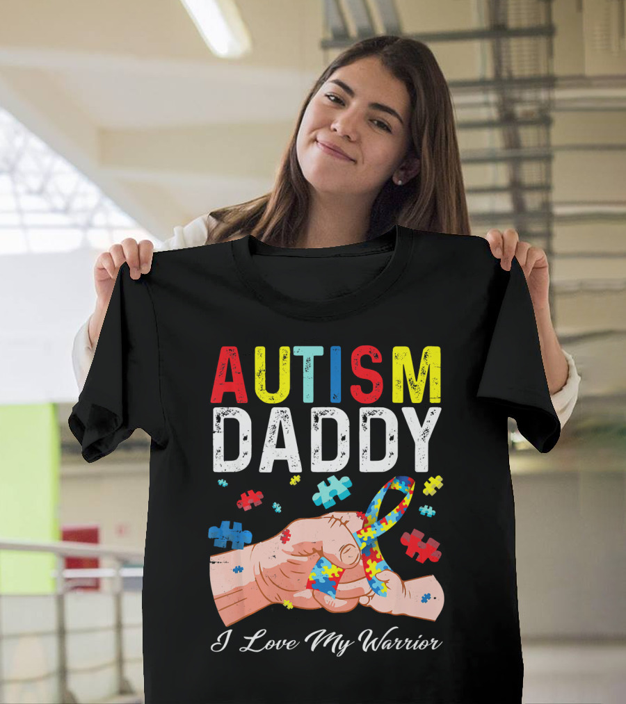 Autism Daddy I Love My Warrior Puzzle T-Shirt