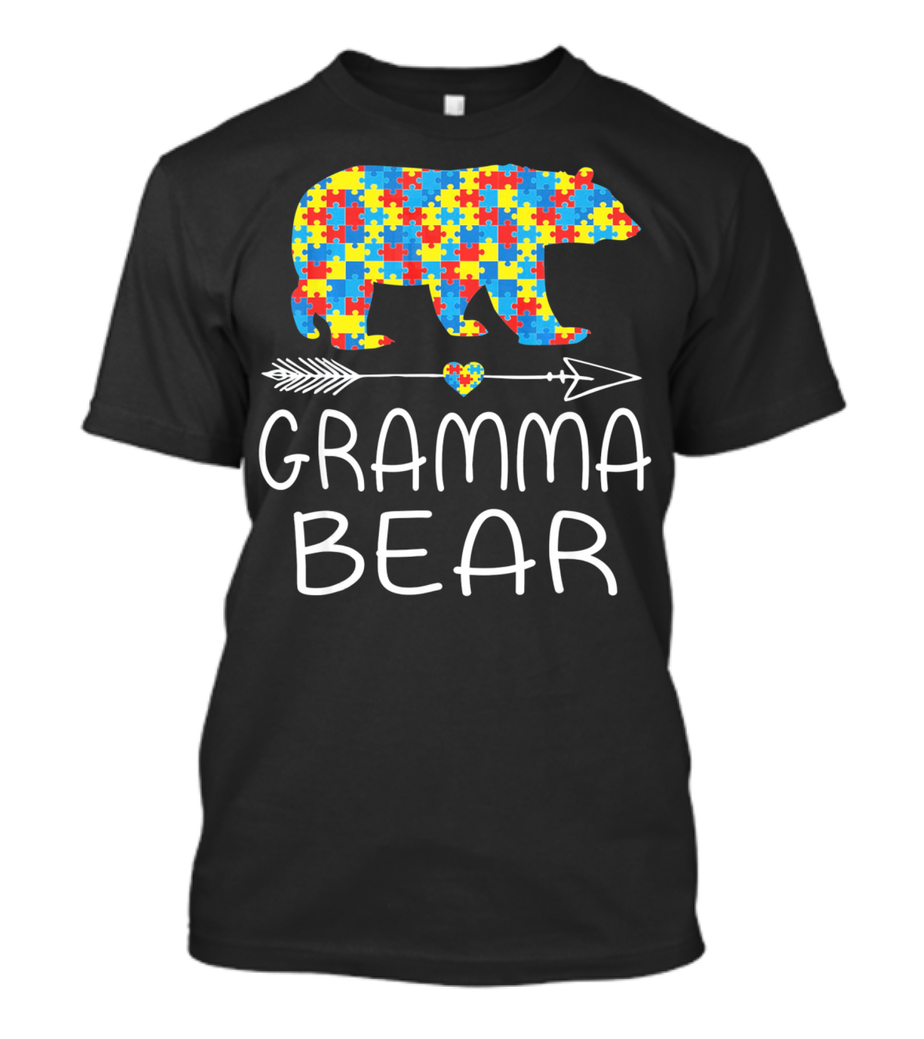 Gramma Bear Autism Awareness Puzzle Bear T-Shirt