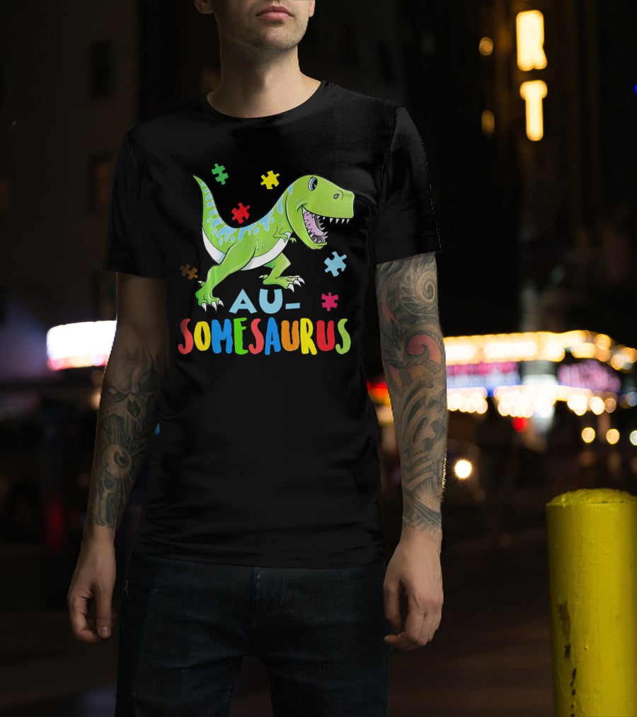 Ausomesaurus Dinosaur Autism Awareness T-Shirt