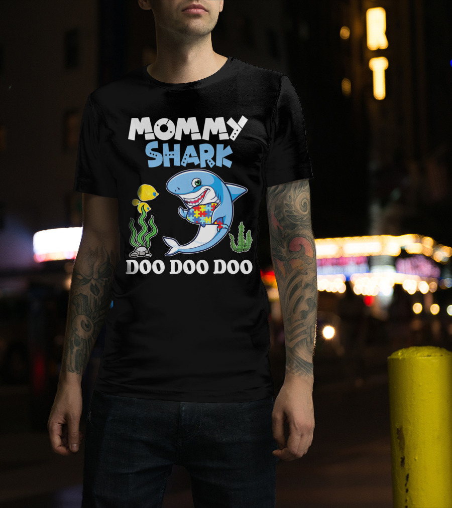 Mommy Shark Doo Doo Doo Puzzle Fish Sea Plants T-Shirt
