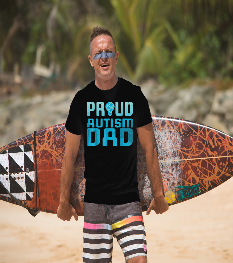 Proud Autism Dad Light Bulb Puzzle T-Shirt