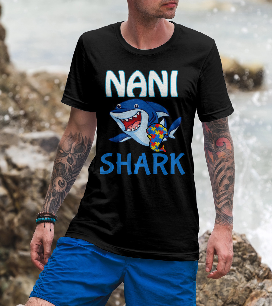Nani Shark Autism Awareness Puzzle T-Shirt