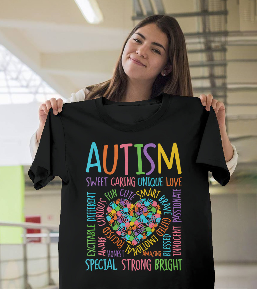 Autism Awareness Heart Puzzle Sweet Caring Unique Love Special Strong Bright T-Shirt