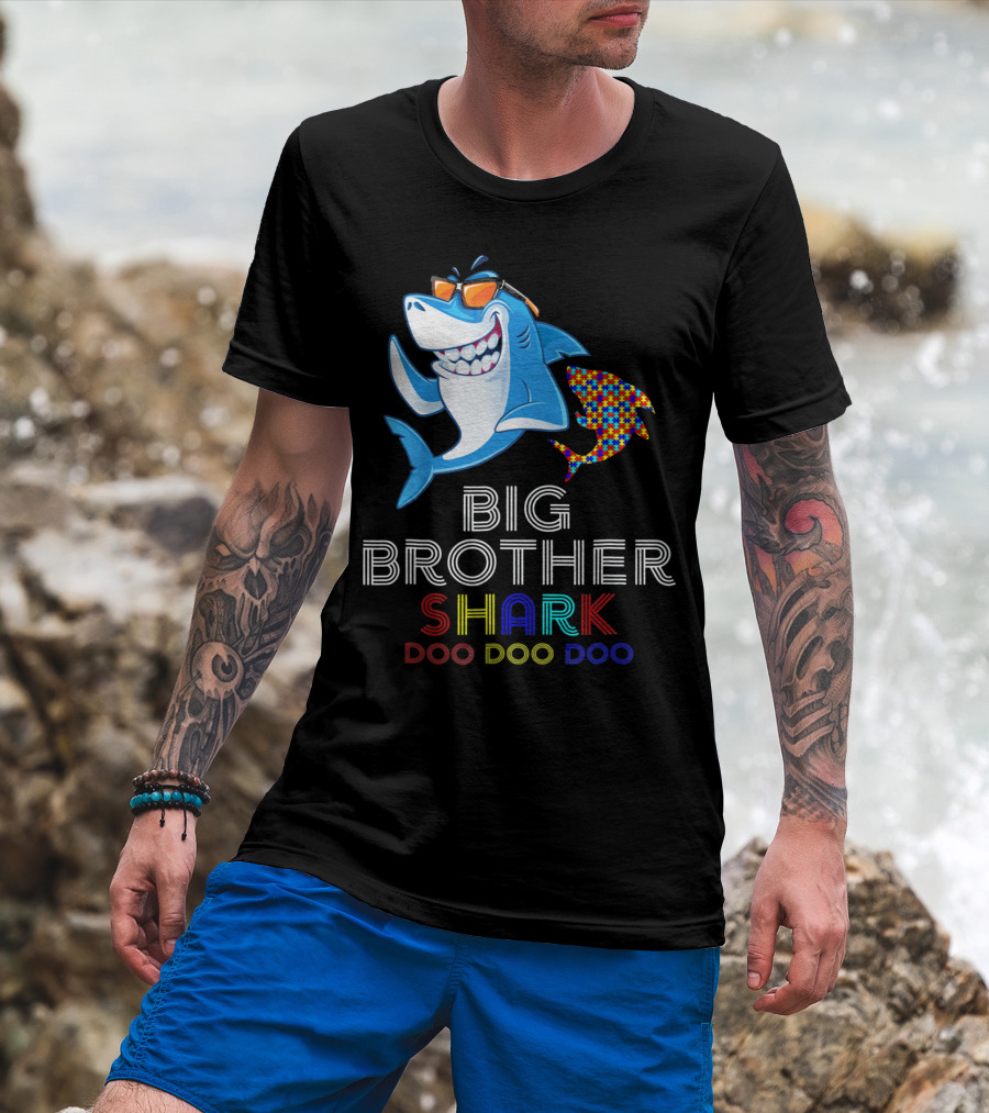 Big Brother Shark Autism Awareness Doo Doo Doo T-Shirt