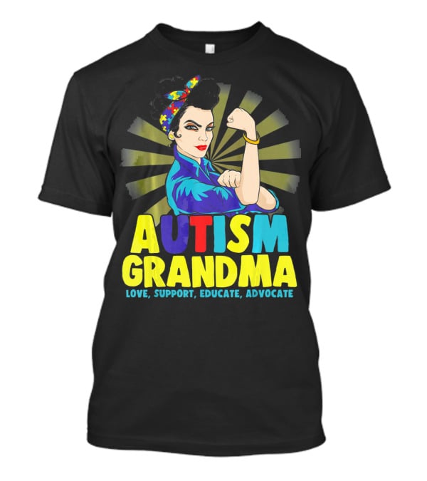 Autism Grandma Love Support Educate Advocate Retro Iconic T-Shirt