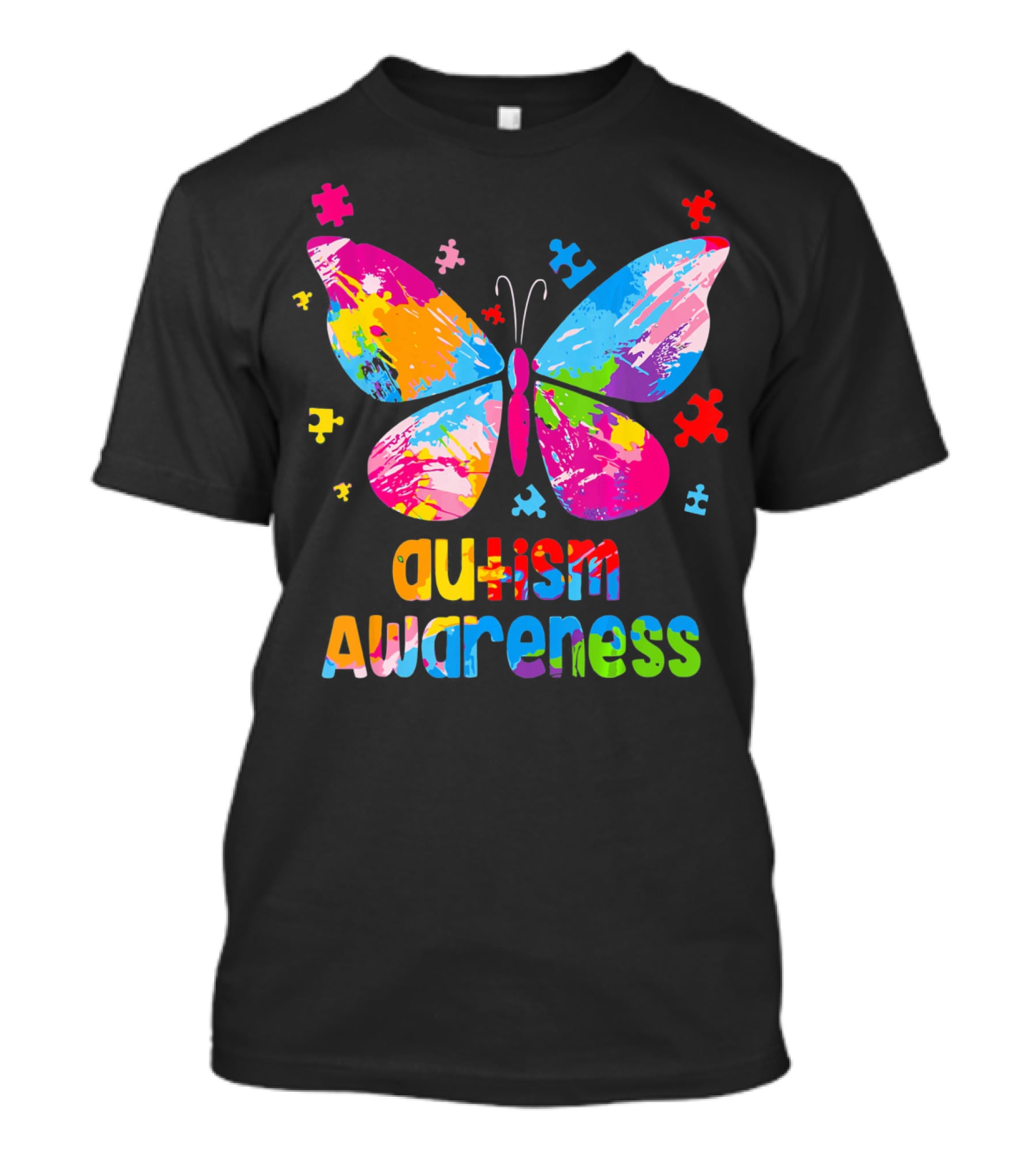Colorful Butterfly Autism Awareness Puzz Puzzle Pieces T-Shirt