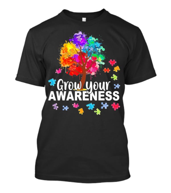 Grow Your Awareness Colorful Tree With Puzzle Pieces T-Shirt