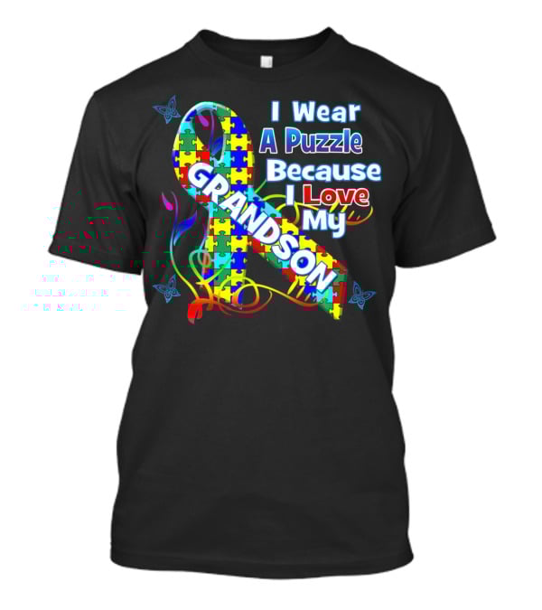 I Wear A Puzzle Because I Love My Grandson Autism Awareness Wear T-Shirt