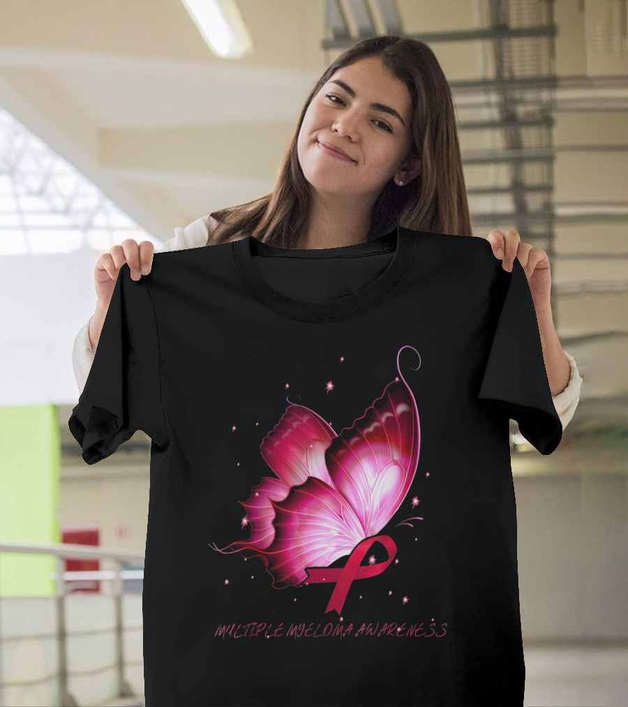 MULTIPLE MYELOMA AWARENESS Pink Butterfly T-Shirt
