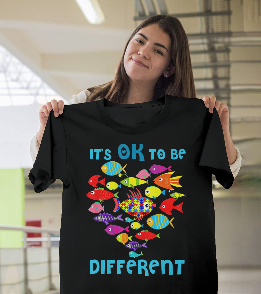 It's OK to Be Different Puzzle Fish Autism T-Shirt