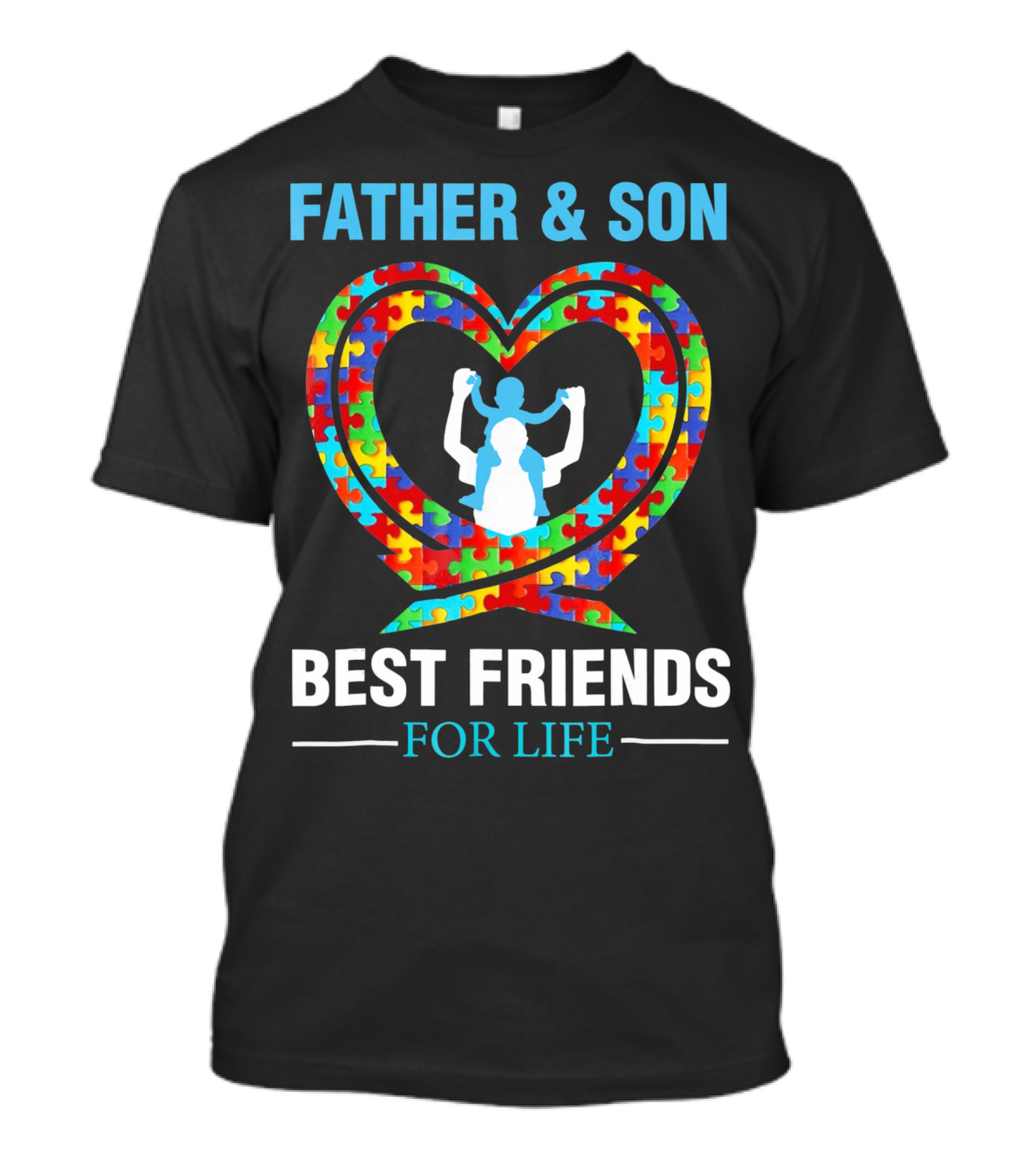 Father And Son Best Friends For Life Heart Puzzle T-Shirt