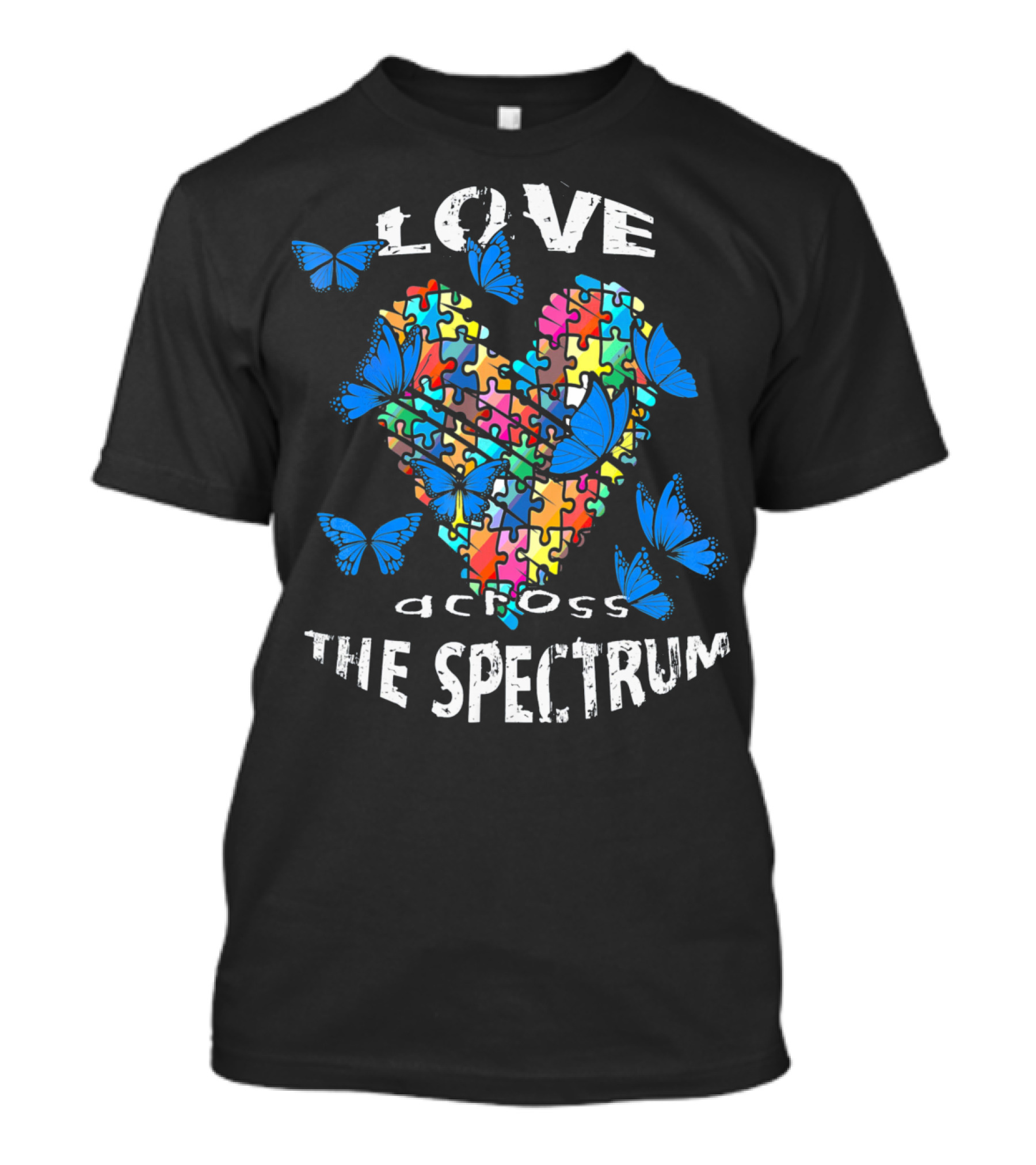 Love Across The Spectrum Autism Awareness Blue Butterflies T-Shirt