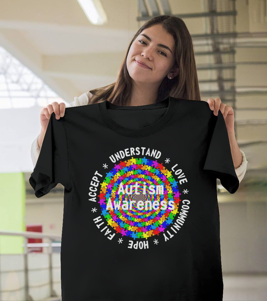 Autism Awareness Accept Hope Faith Understand Love Community T-Shirt