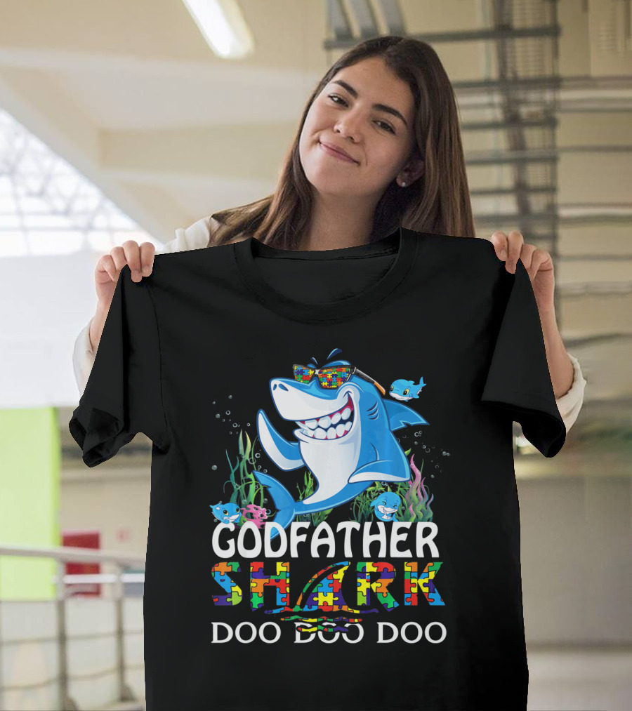 Godfather Shark Doo Doo Doo Autism Awareness T-Shirt