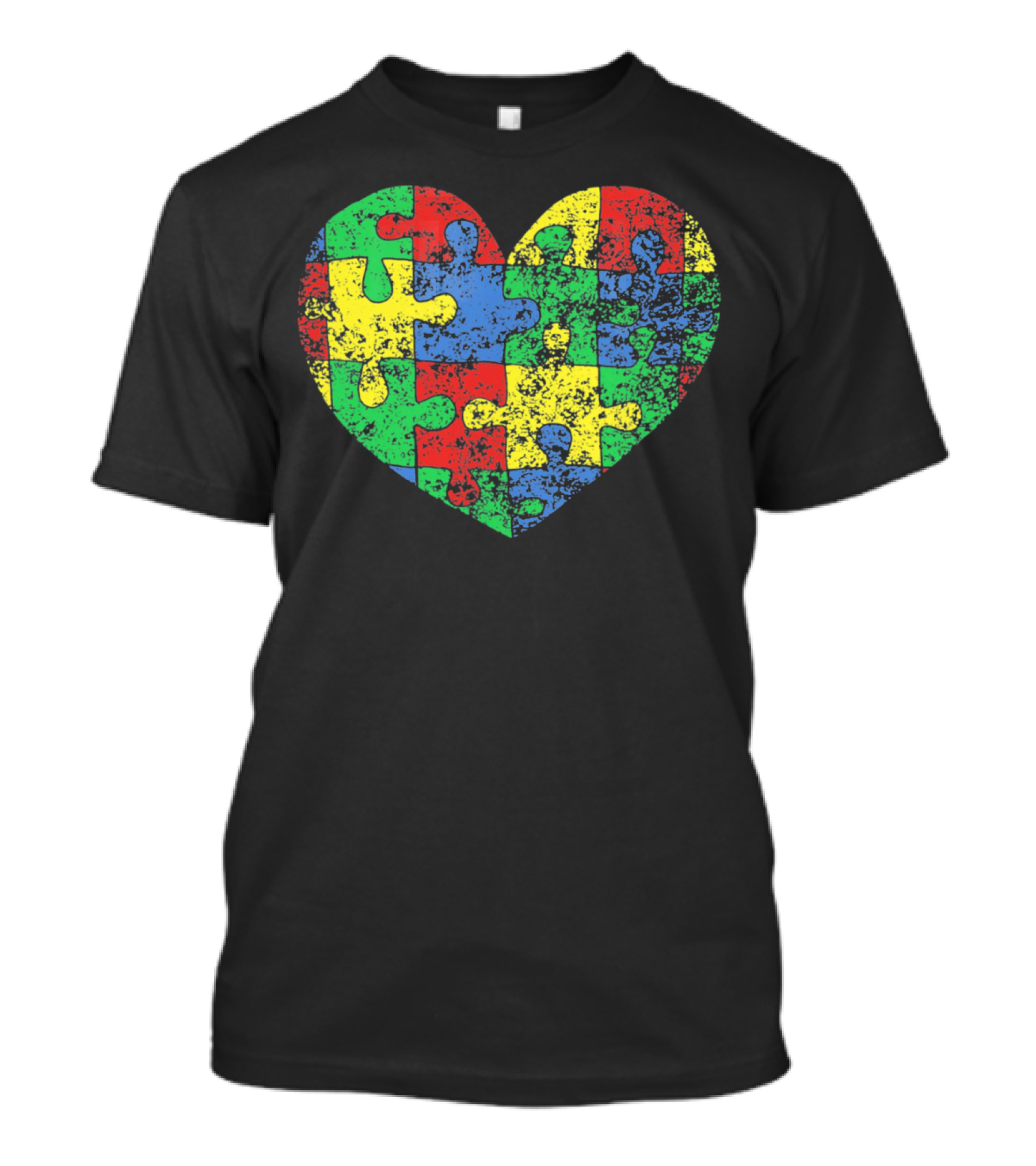 Distressed Heart Puzzle Autism T-Shirt