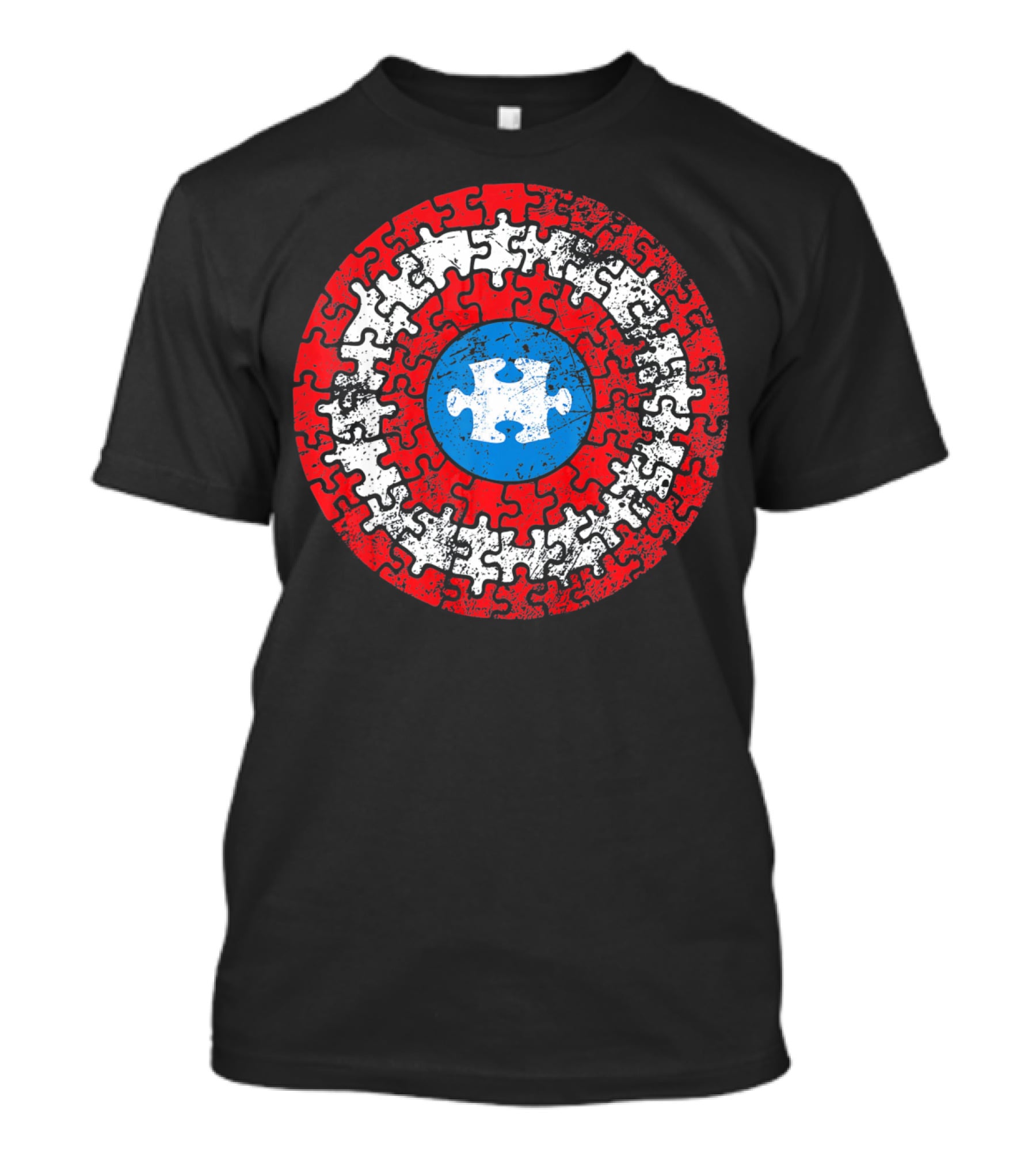 Captain Autism Awareness Puzzle Shield Superhero T-Shirt