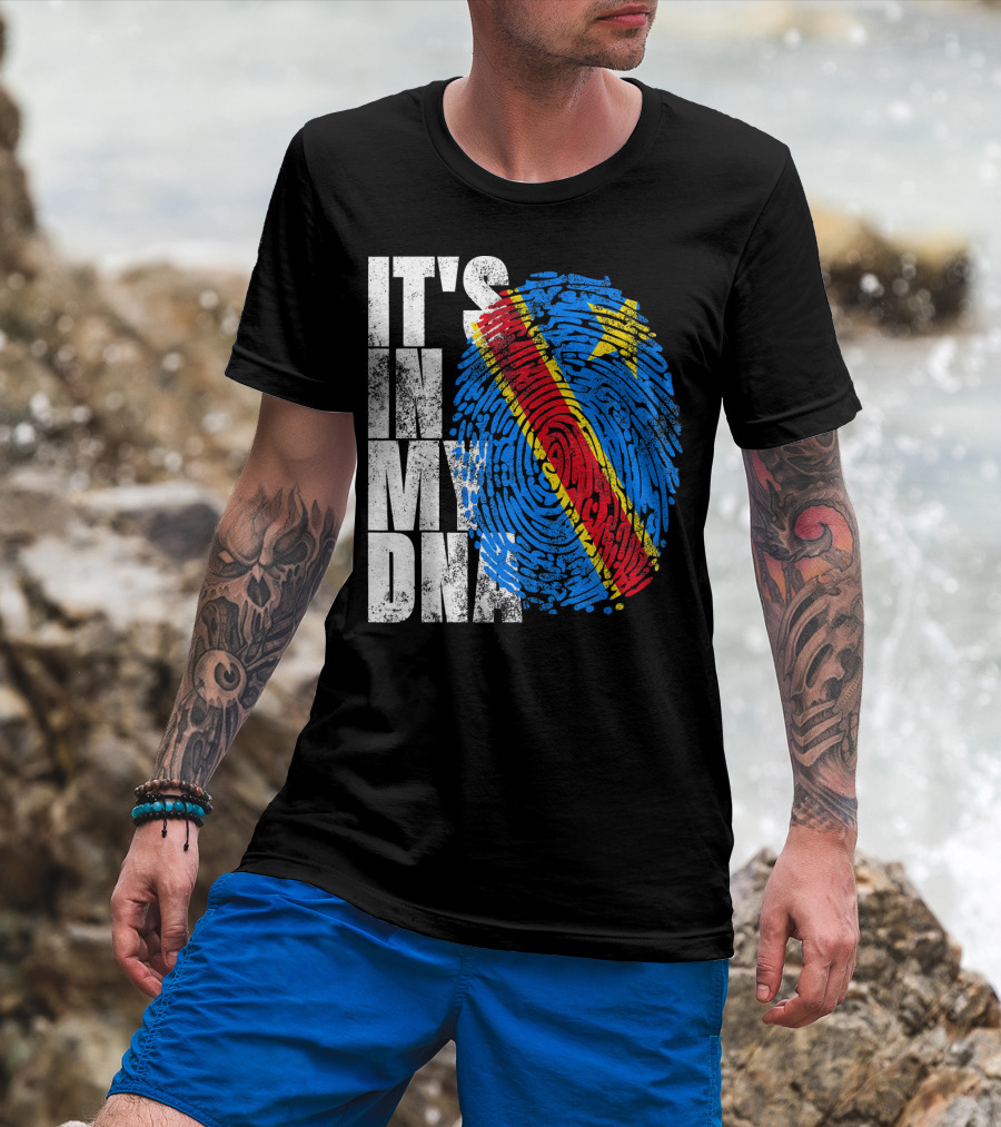 It's In My DNA Congo Flag Fingerprint Afro T-Shirt