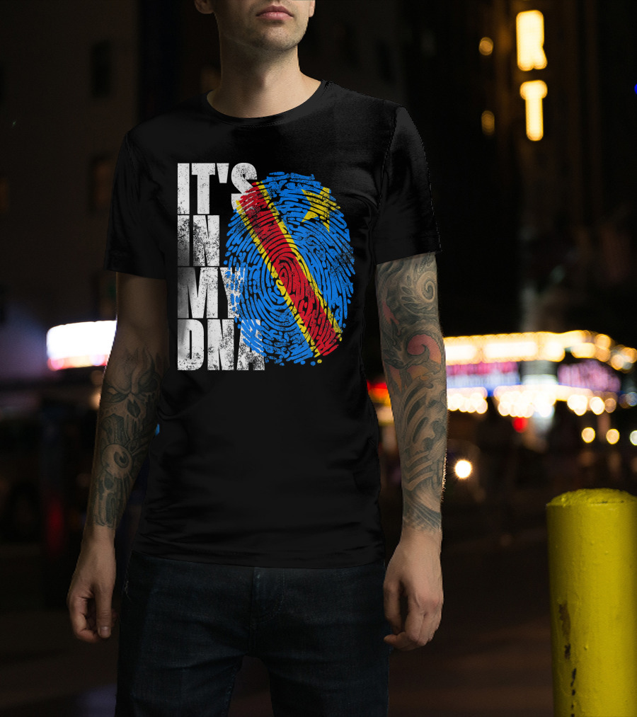 It's In My DNA Congo Flag Fingerprint Afro T-Shirt