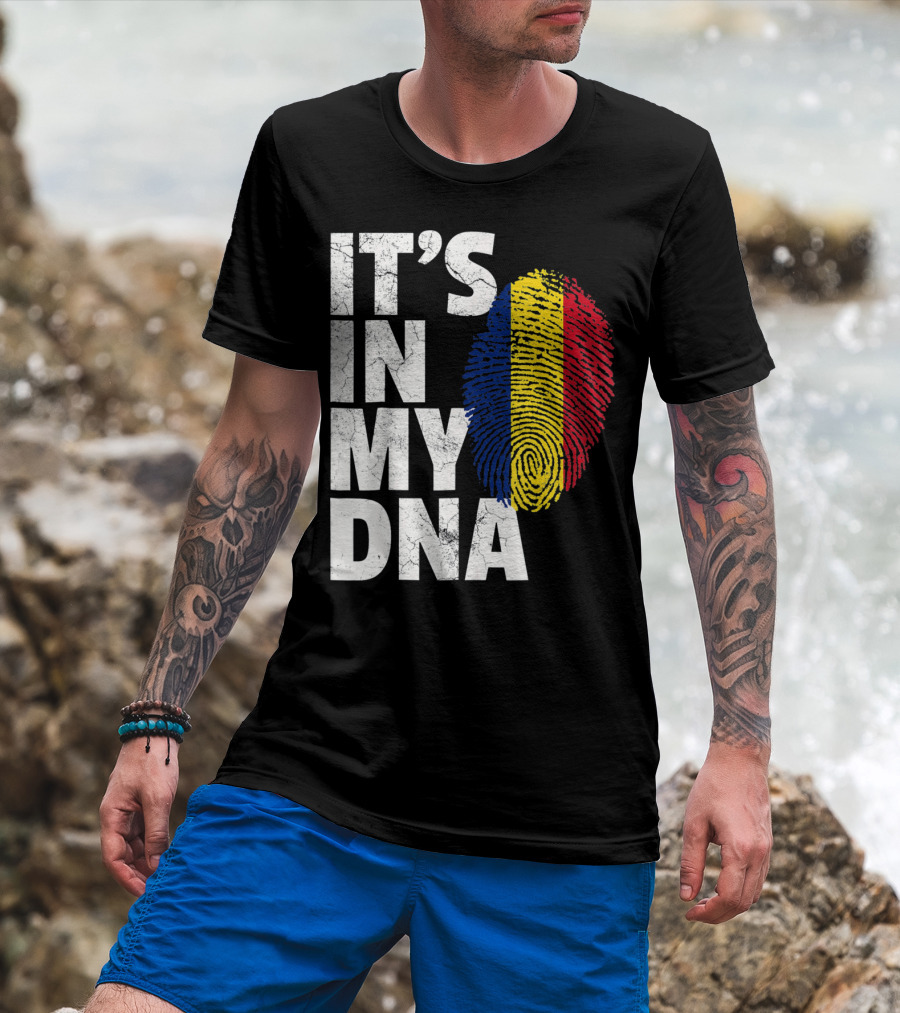 IT'S IN MY DNA Romanian Flag Fingerprint T-Shirt
