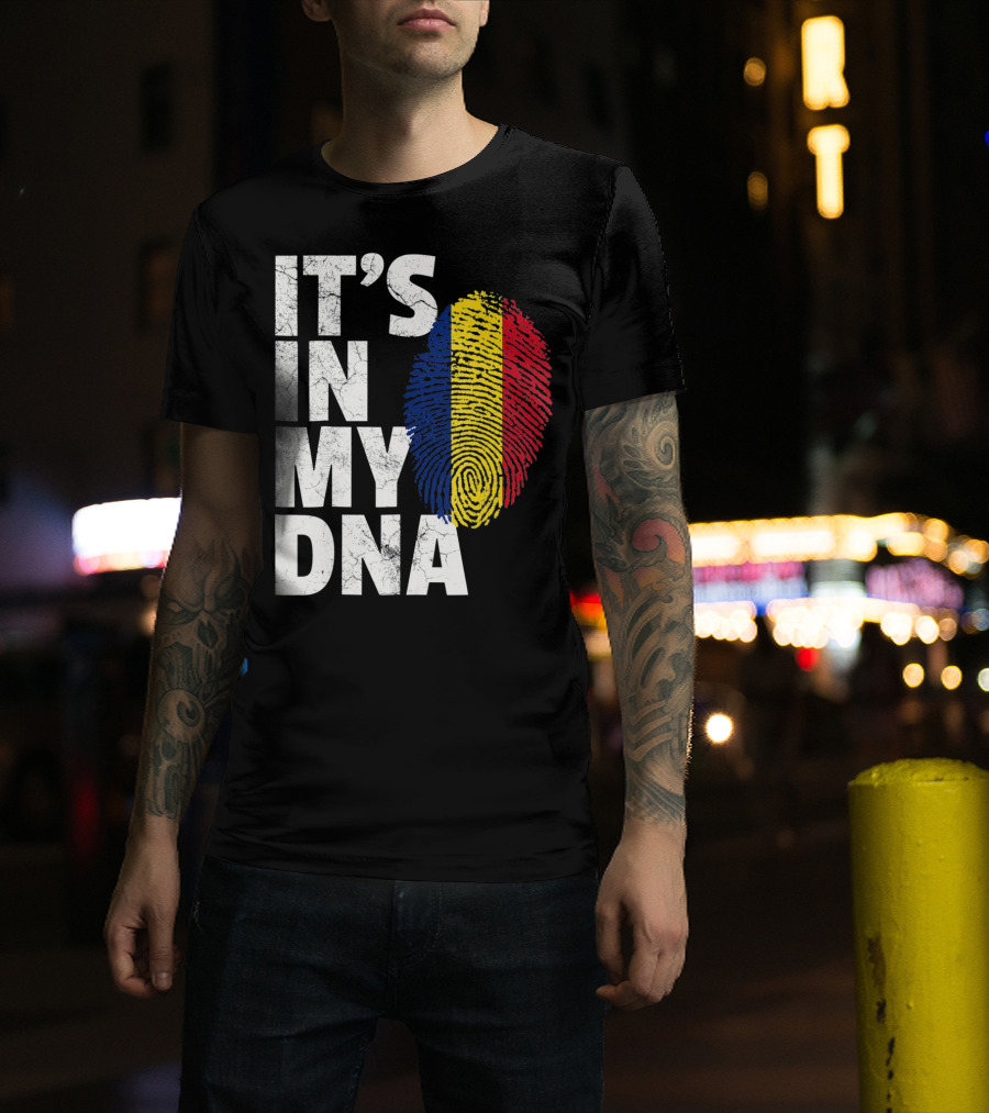 IT'S IN MY DNA Romanian Flag Fingerprint T-Shirt