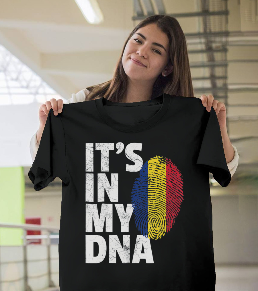 IT'S IN MY DNA Romanian Flag Fingerprint T-Shirt