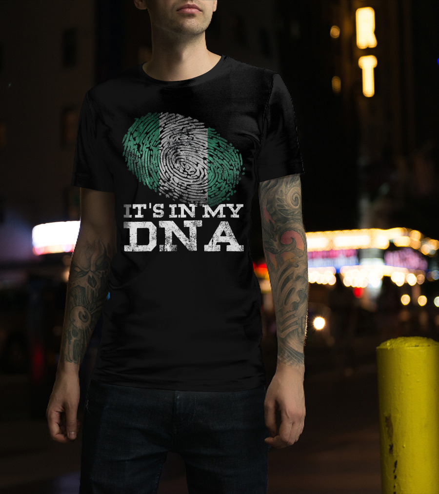 It's In My DNA Nigerian Flag Fingerprint Afro T-Shirt