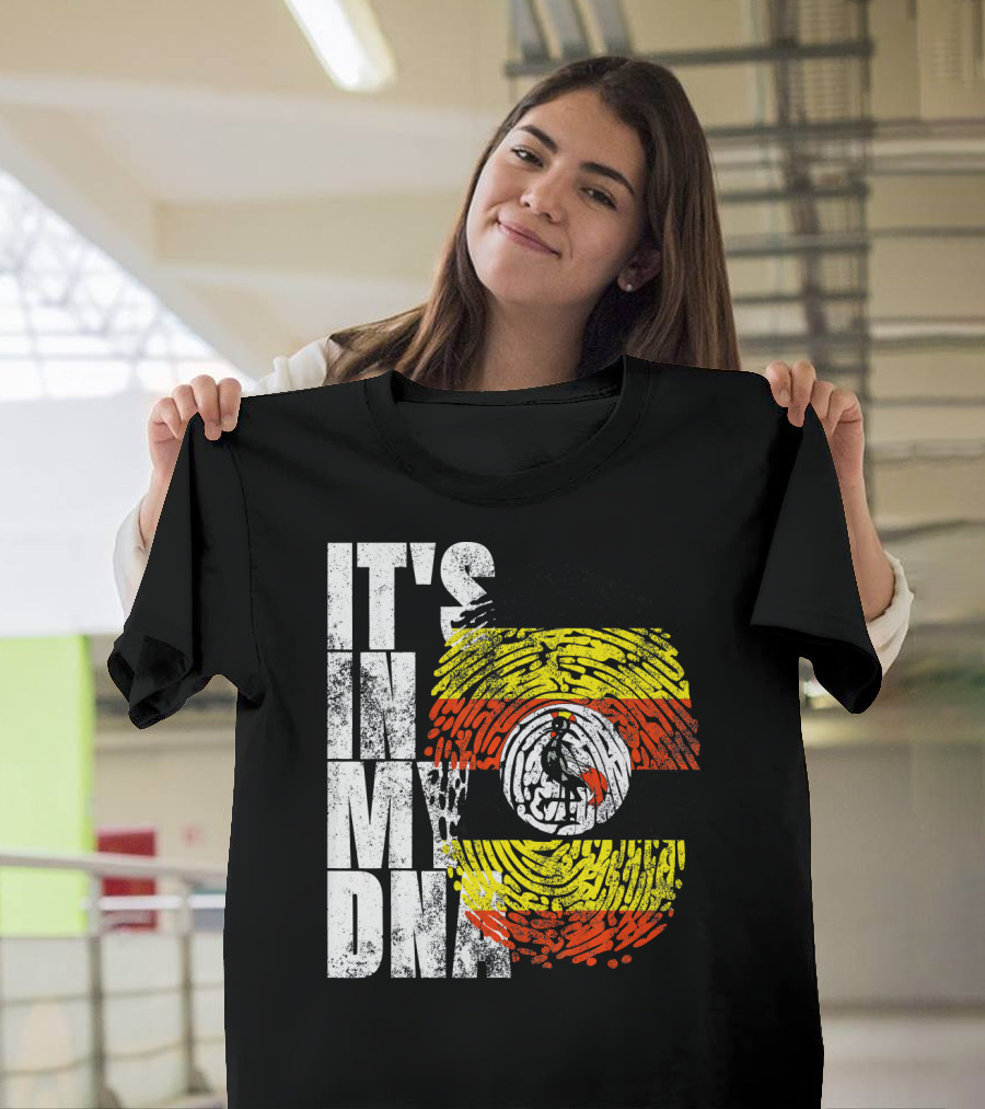It's In My DNA Uganda African American Flag Fingerprint T-Shirt