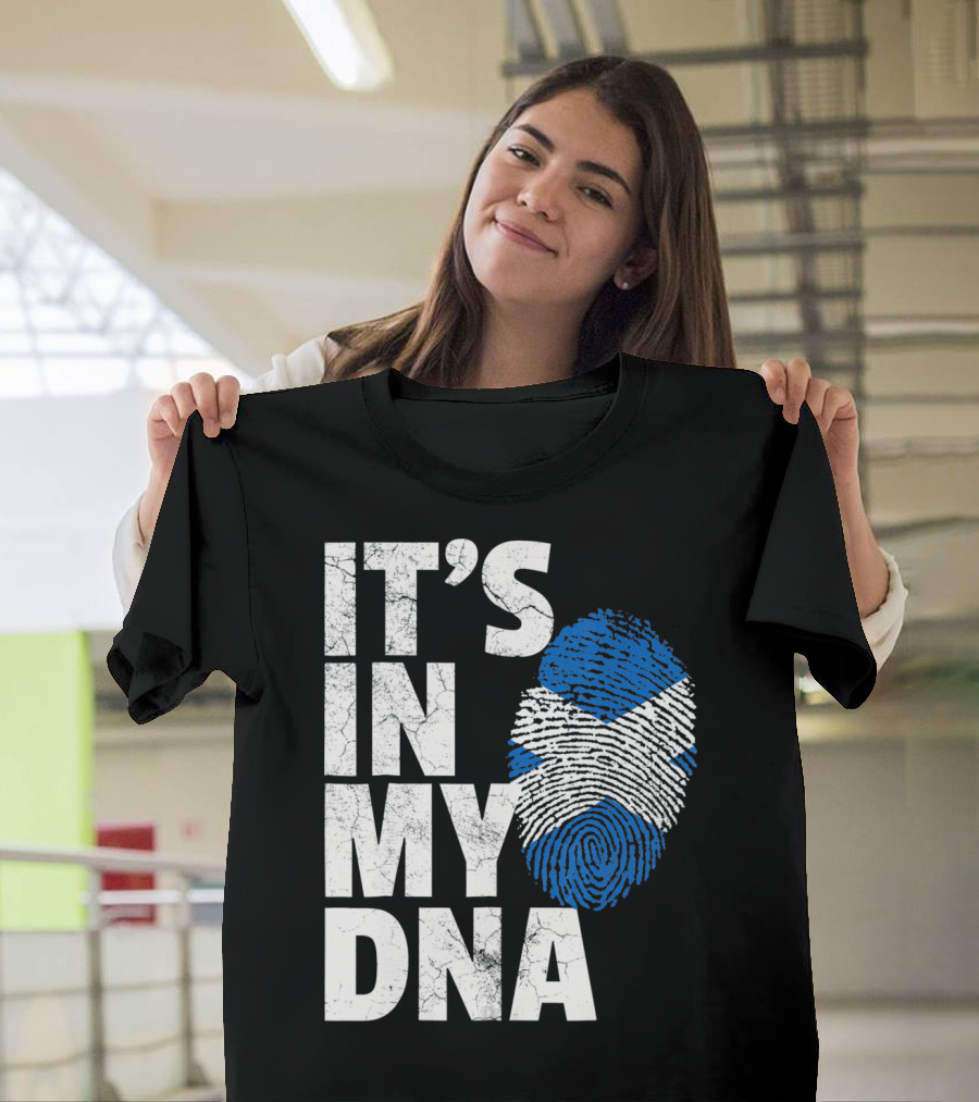IT'S IN MY DNA Scottish Flag Fingerprint Scotland T-Shirt
