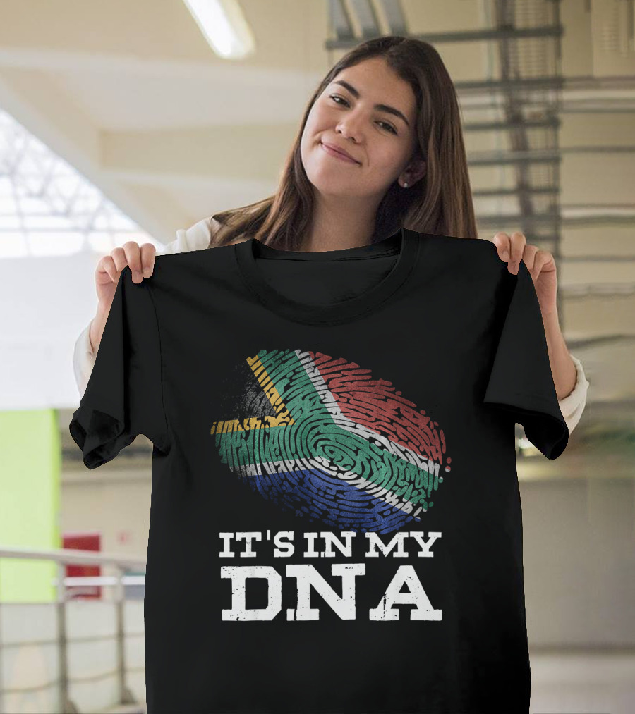 It's In My DNA South African Flag Fingerprint T-Shirt