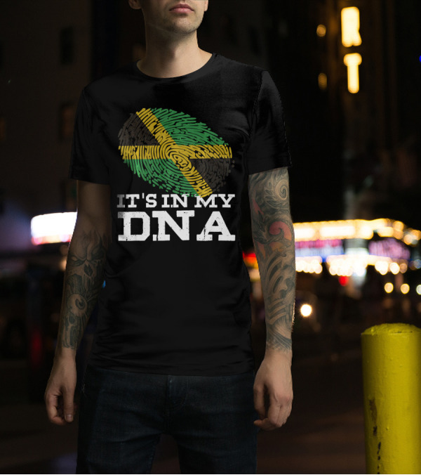 It's In My DNA Jamaican Pride Fingerprint Flag T-Shirt