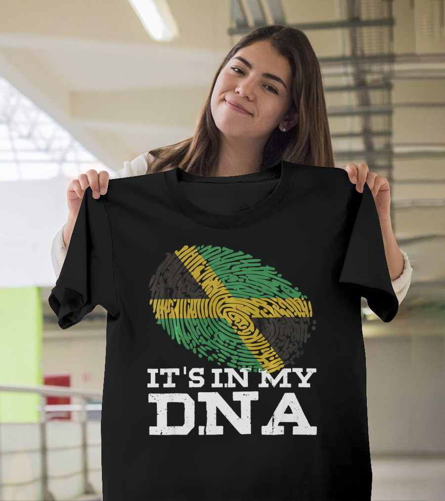 It's In My DNA Jamaican Pride Fingerprint Flag T-Shirt