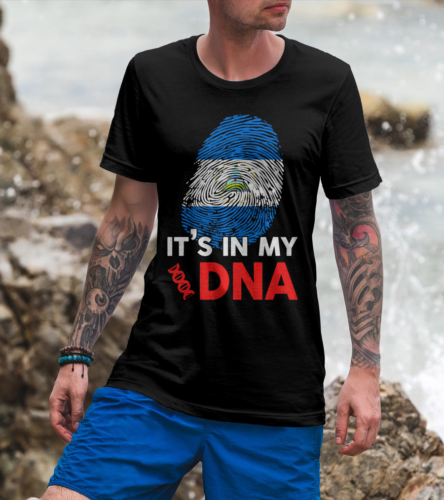 Nicaragua Flag Fingerprint It's In My DNA T-Shirt