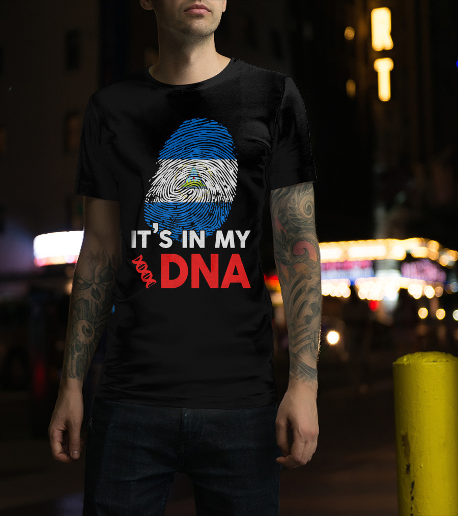 Nicaragua Flag Fingerprint It's In My DNA T-Shirt