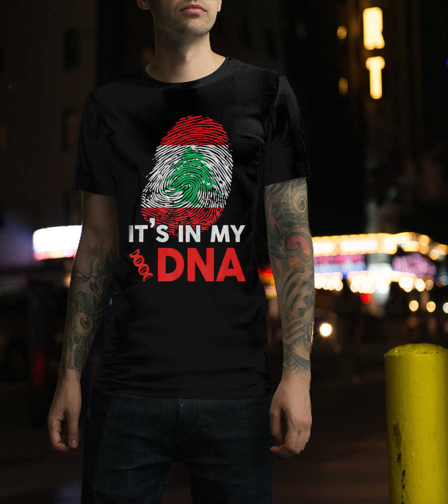 Lebanon It's In My DNA Lebanese Fingerprint Flag T-Shirt