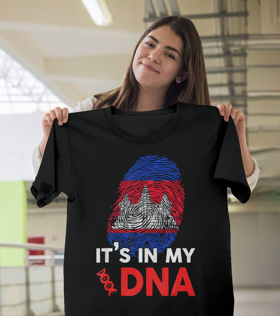 Cambodia It's In My DNA With Angkor Wat Fingerprint T-Shirt