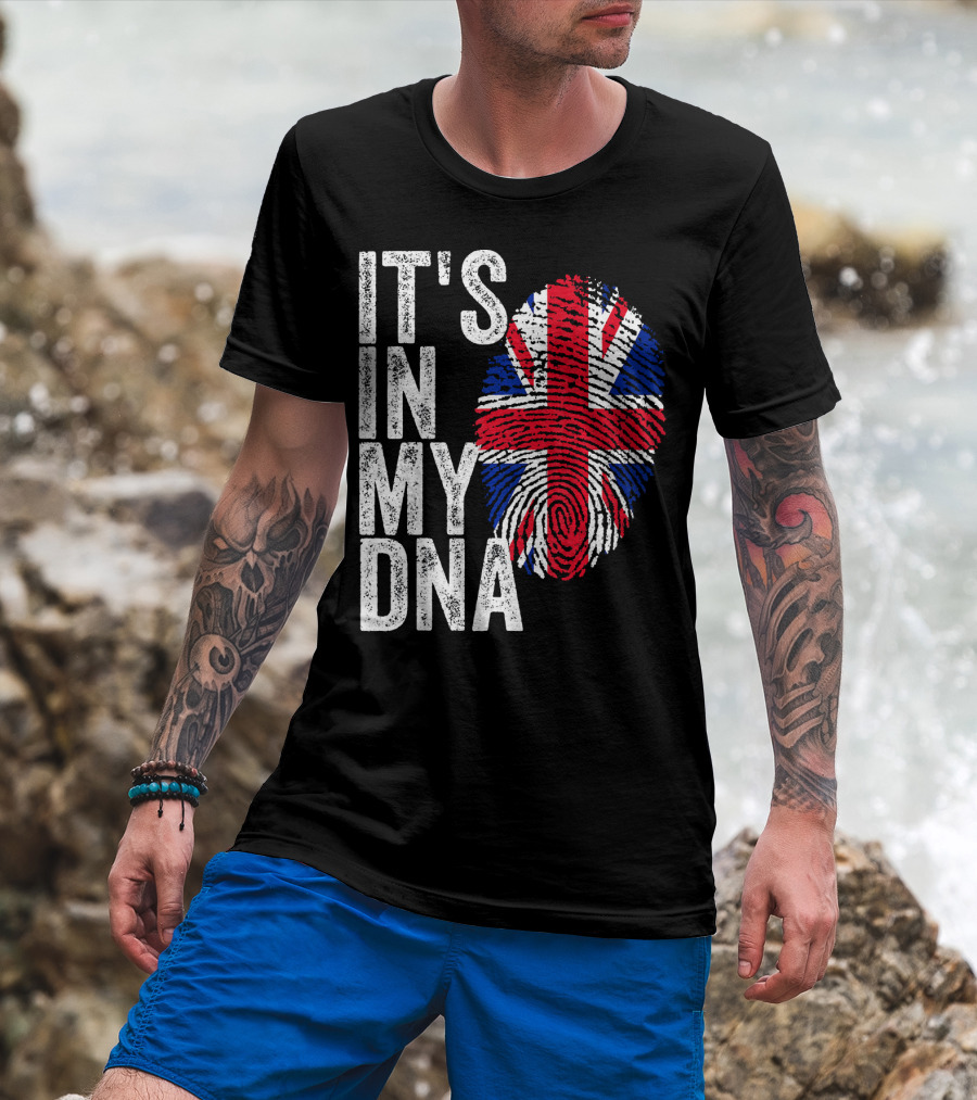 IT'S IN MY DNA UK Union Jack Fingerprint Flag T-Shirt