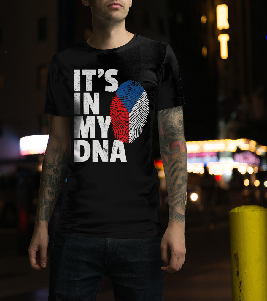 IT'S IN MY DNA Czechia Czech Republic Fingerprint Flag T-Shirt