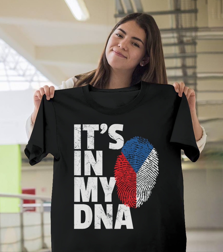 IT'S IN MY DNA Czechia Czech Republic Fingerprint Flag T-Shirt