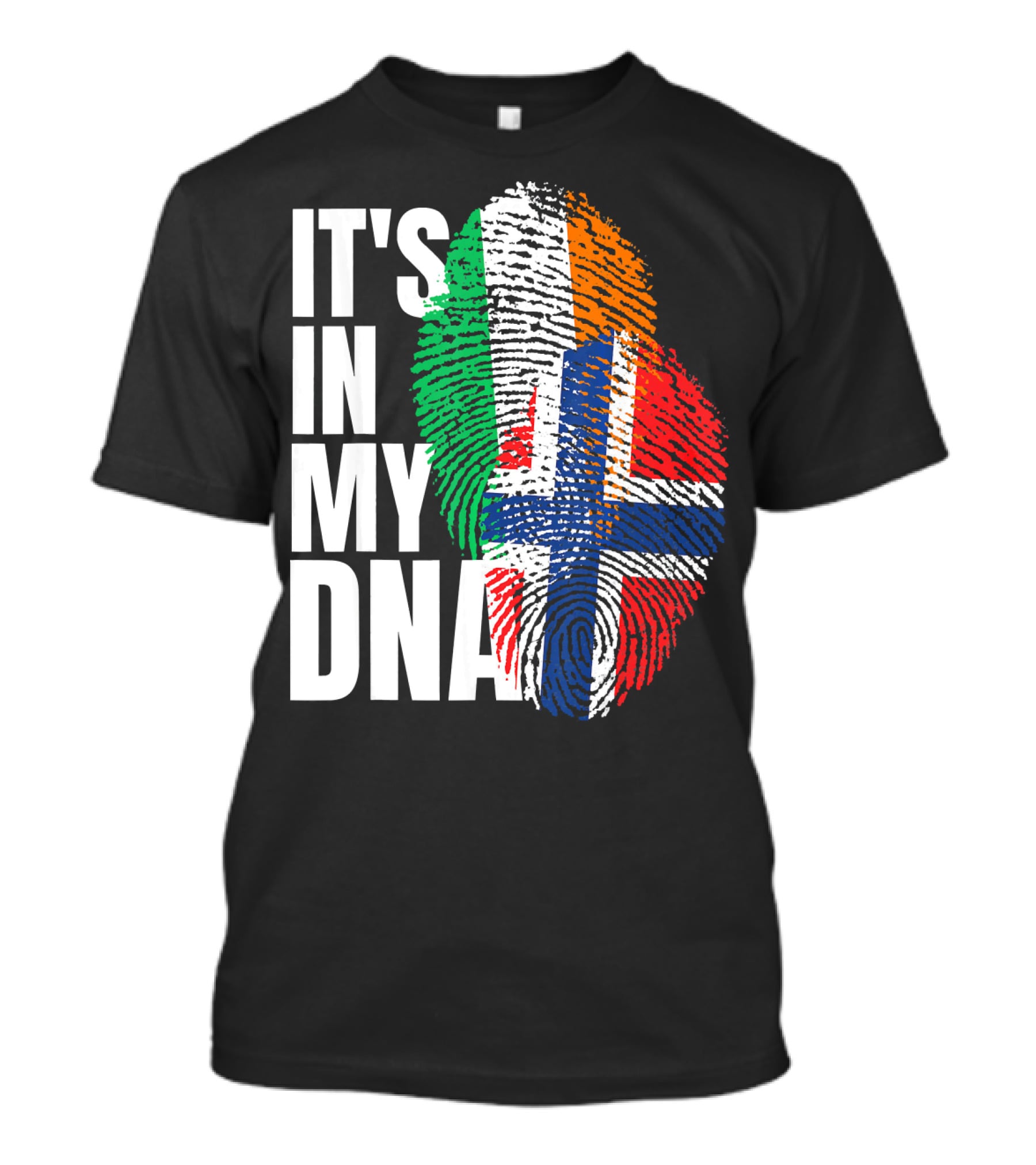 IT'S IN MY DNA Irish Plus Norwegian Mix Heritage Fingerprint T-Shirt