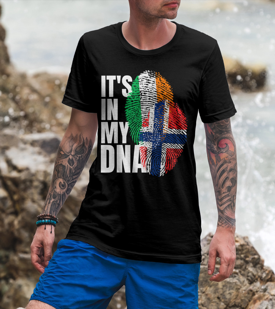 IT'S IN MY DNA Irish Plus Norwegian Mix Heritage Fingerprint T-Shirt