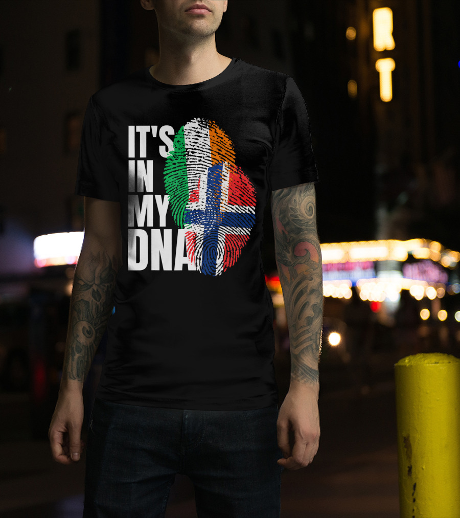 IT'S IN MY DNA Irish Plus Norwegian Mix Heritage Fingerprint T-Shirt