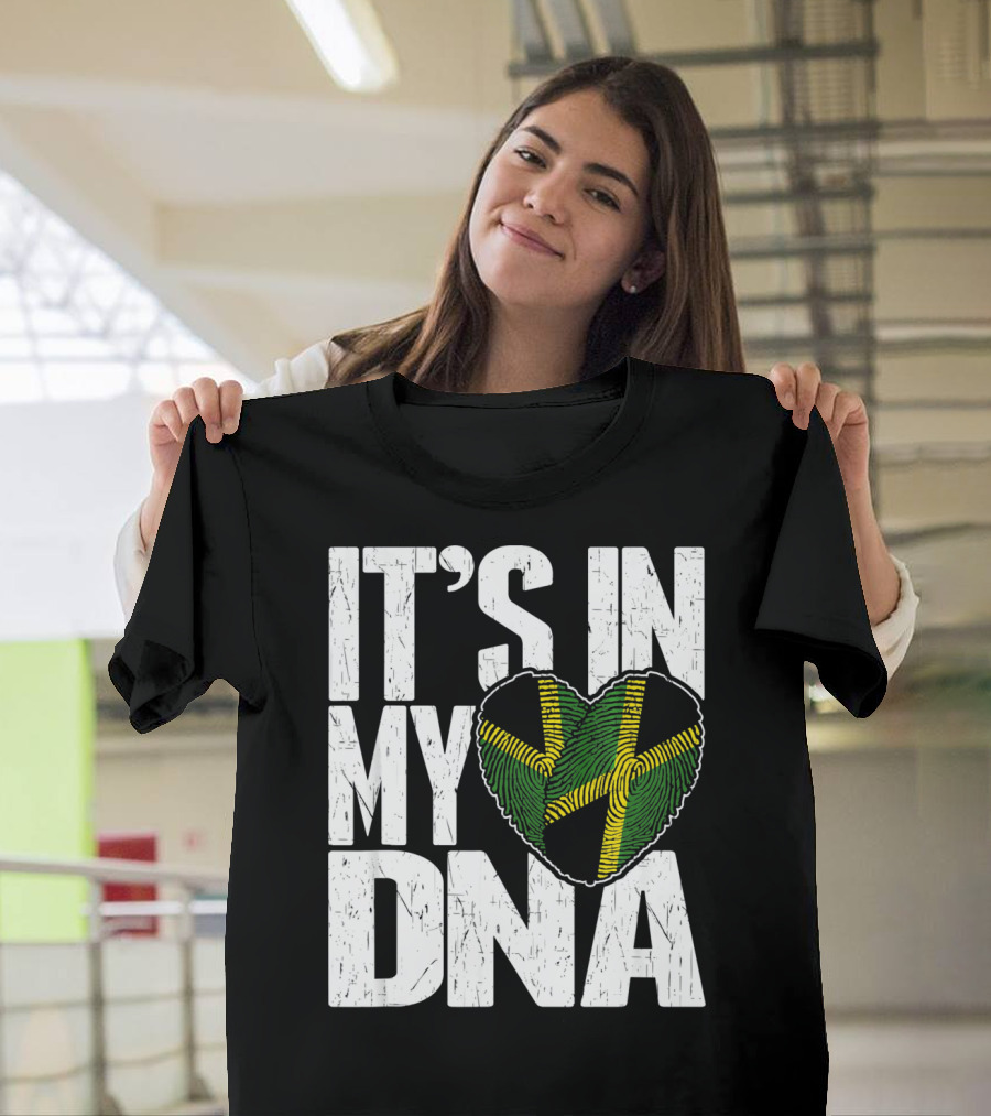 IT'S IN MY DNA Jamaican Flag Heart T-Shirt