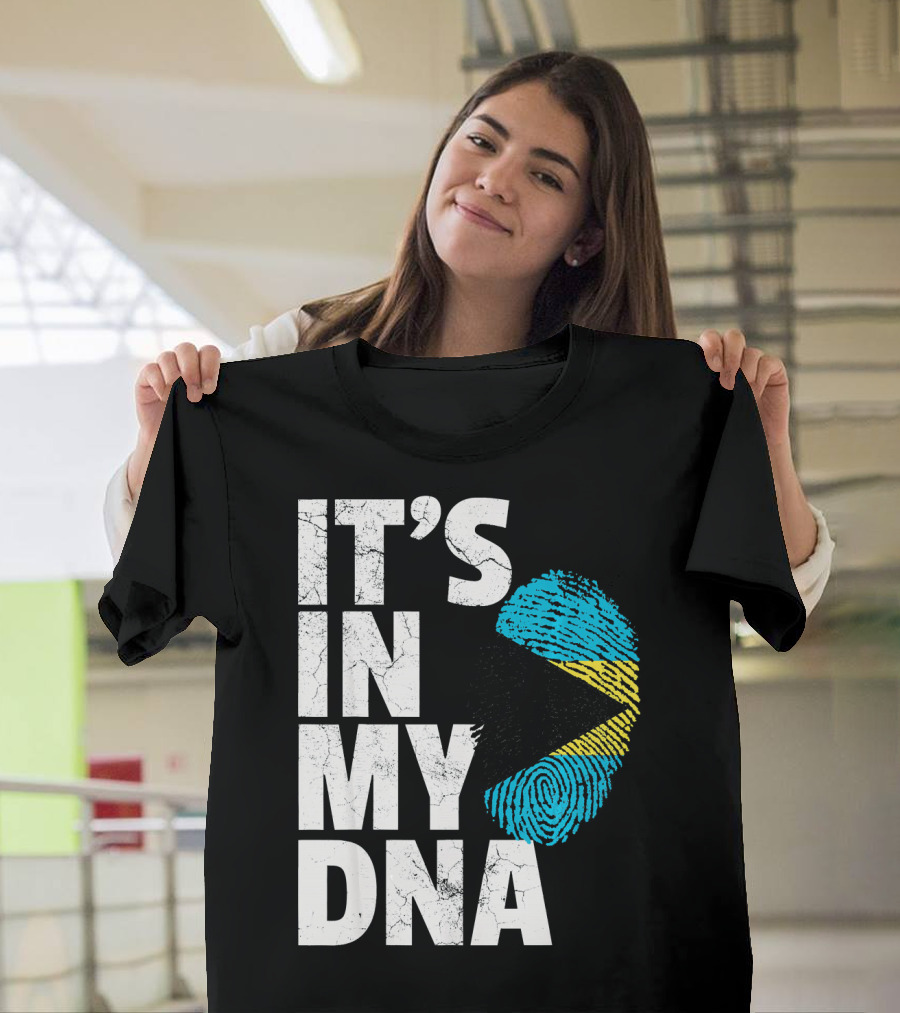 IT'S IN MY DNA Bahamas Bahamian Flag Fingerprint T-Shirt