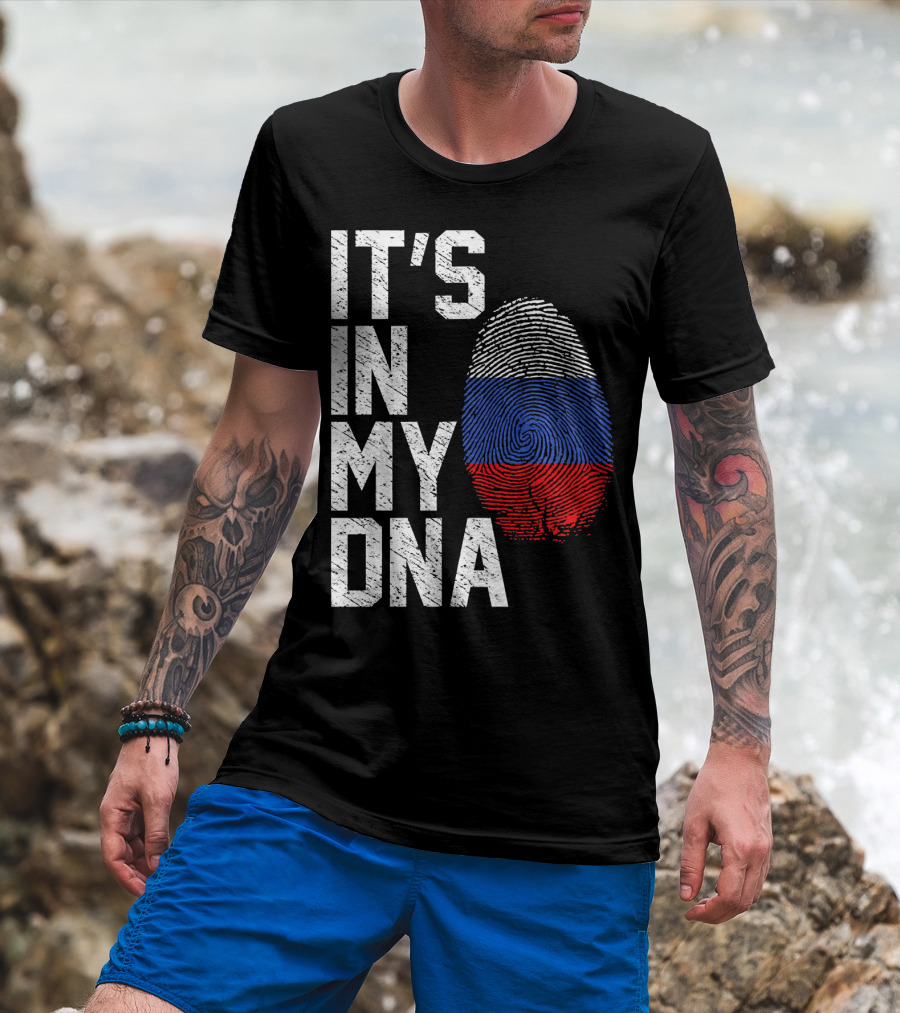 IT'S IN MY DNA Russia Flag Fingerprint T-Shirt