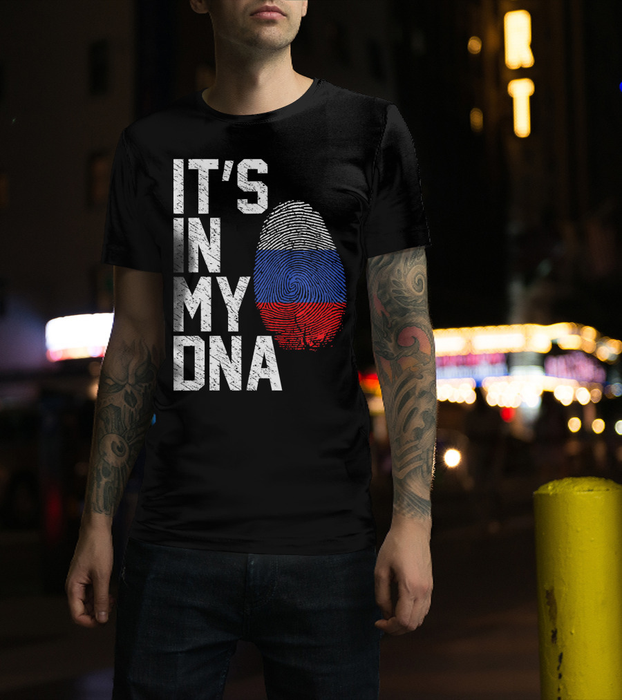IT'S IN MY DNA Russia Flag Fingerprint T-Shirt