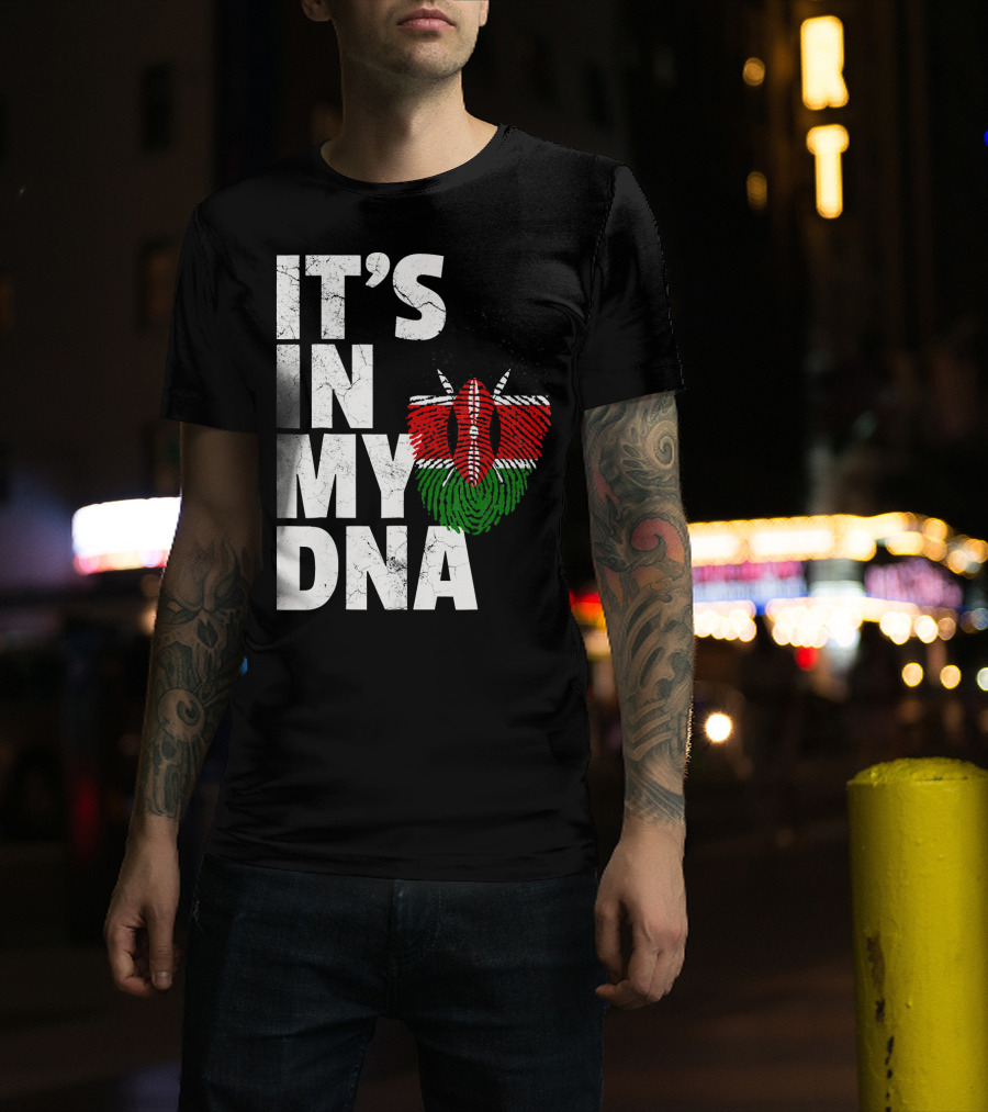 ITS IN MY DNA Kenya Flag Fingerprint T-Shirt